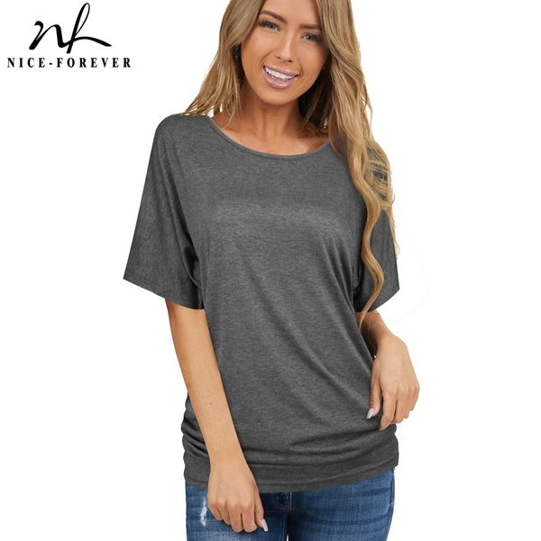 nice-forever summer women solid color casual t-shirts oversized shift tees bty111 210419, White
nice-forever summer women solid color casual t-shirts oversized shift tees bty111 210419, White