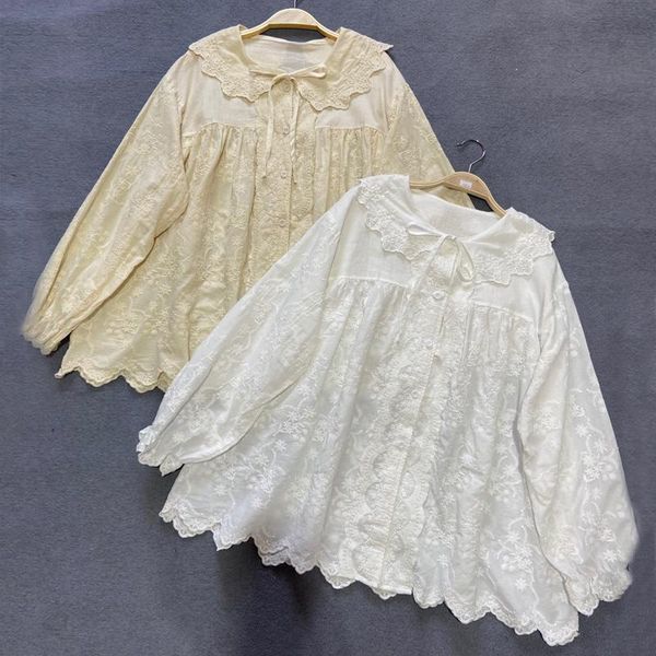 women's blouses & shirts johnature embroidery full sleeve women 2021 autumn ruffles collar loose solid color female, White
women's blouses & shirts johnature embroidery full sleeve women 2021 autumn ruffles collar loose solid color female, White
