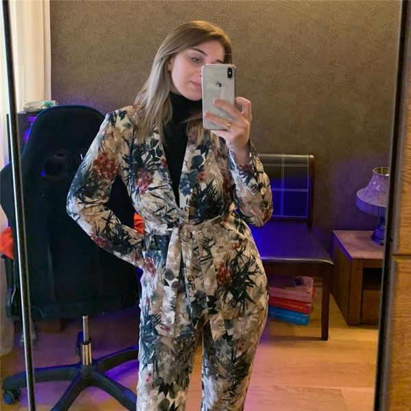 women's two piece pants autumn vintage ink wash print set women loose long sleeve with sashes cardigan jacket coat outfits female, White
women's two piece pants autumn vintage ink wash print set women loose long sleeve with sashes cardigan jacket coat outfits female, White