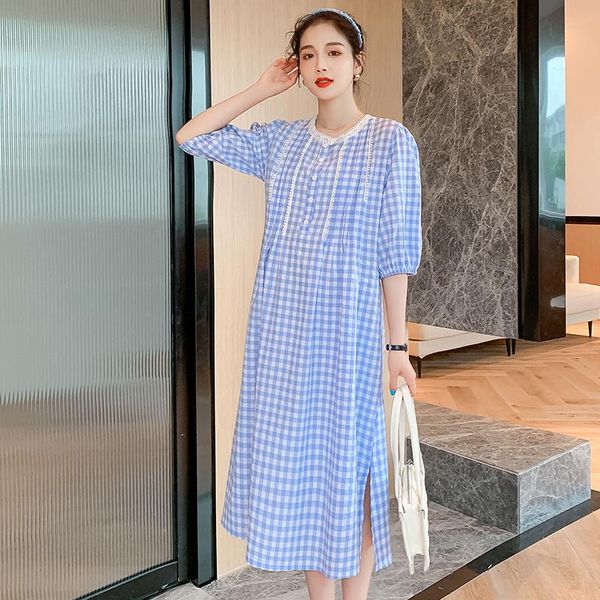 6682# 2021 summer chic ins plaid maternity long party dress elegant a line loose clothes for pregnant women side split pregnancy dresses, White
6682# 2021 summer chic ins plaid maternity long party dress elegant a line loose clothes for pregnant women side split pregnancy dresses, White