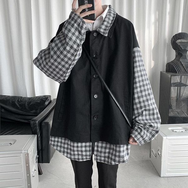 men's jackets jacket 2021 spring and winter slim solid color plaid printing fake two-piece loose casual young clothing, Black;brown
men's jackets jacket 2021 spring and winter slim solid color plaid printing fake two-piece loose casual young clothing, Black;brown
