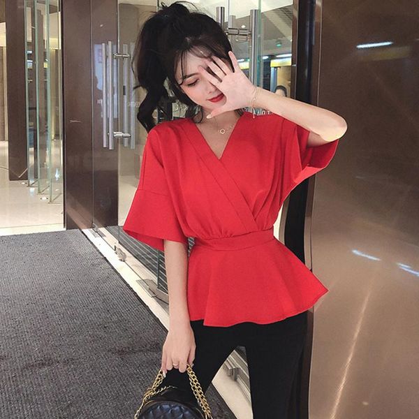 women's blouses & shirts elegant chiffon womens and short sleeve deep v neck loose clothes lady 2021 summer fashion korean w566, White
women's blouses & shirts elegant chiffon womens and short sleeve deep v neck loose clothes lady 2021 summer fashion korean w566, White