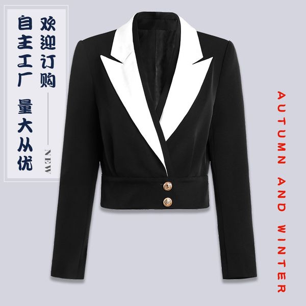 exquisite high-end suit autumn and winter 2021 blazer short jacket slim long sleeve formal women's top, White;black
exquisite high-end suit autumn and winter 2021 blazer short jacket slim long sleeve formal women's top, White;black