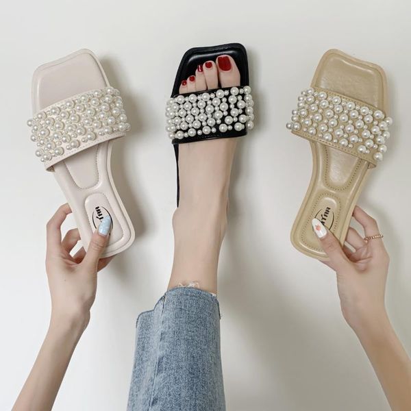 slippers women fashion pearl flat summer 2021 soft bottom square toe sandals woman low heel beach flip flops female shoes, Black
slippers women fashion pearl flat summer 2021 soft bottom square toe sandals woman low heel beach flip flops female shoes, Black