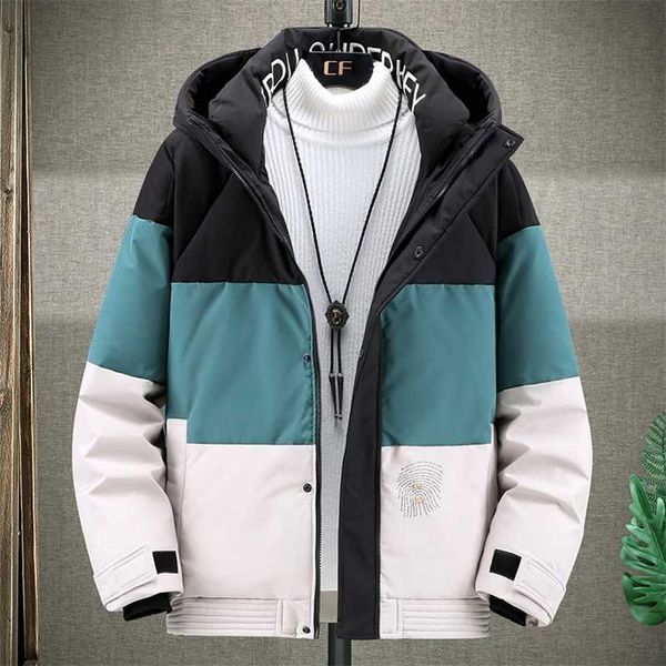 thicken warm men's down jacket hooded parka coats men winter outwear casual patchwork down coat fashion puffer jacket 3xl 211110, Black
thicken warm men's down jacket hooded parka coats men winter outwear casual patchwork down coat fashion puffer jacket 3xl 211110, Black