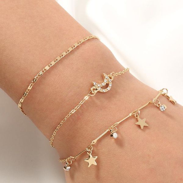 link, chain product design fashion jewelry accessories moon star tassel metal plated trendy bracelet sets for women, Black
link, chain product design fashion jewelry accessories moon star tassel metal plated trendy bracelet sets for women, Black