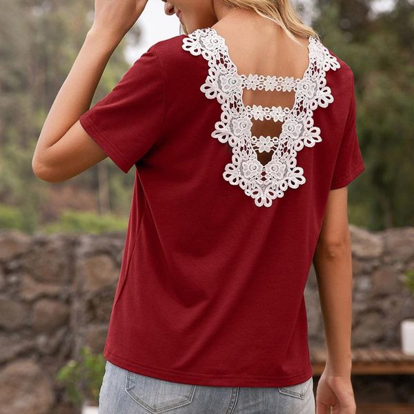 women's t-shirt open back lace tshirts espalda descubierra hollow out stitching round neck party eye-catching, White
women's t-shirt open back lace tshirts espalda descubierra hollow out stitching round neck party eye-catching, White