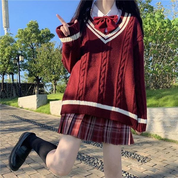 japanese preppy style winter women womens sweaters sweety soft girl v neck vintage twist full sleeve knitting loose pullovers, White;black
japanese preppy style winter women womens sweaters sweety soft girl v neck vintage twist full sleeve knitting loose pullovers, White;black