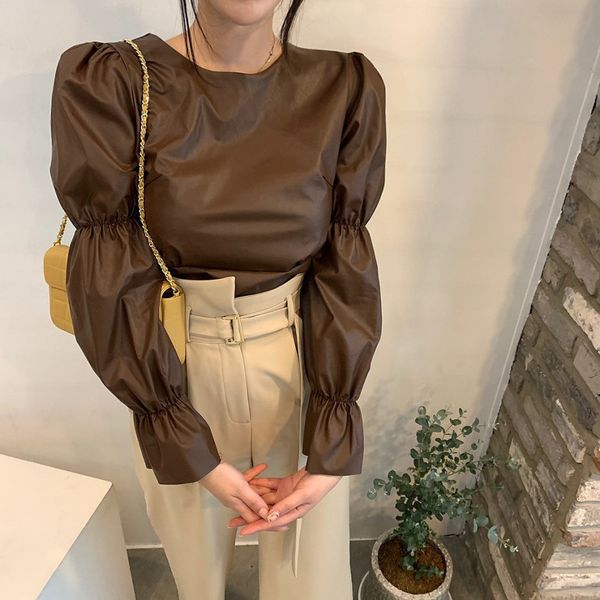 office lady all match pu female elegance women chic basic blouses streetwear gentle solid shirts 210421, White
office lady all match pu female elegance women chic basic blouses streetwear gentle solid shirts 210421, White