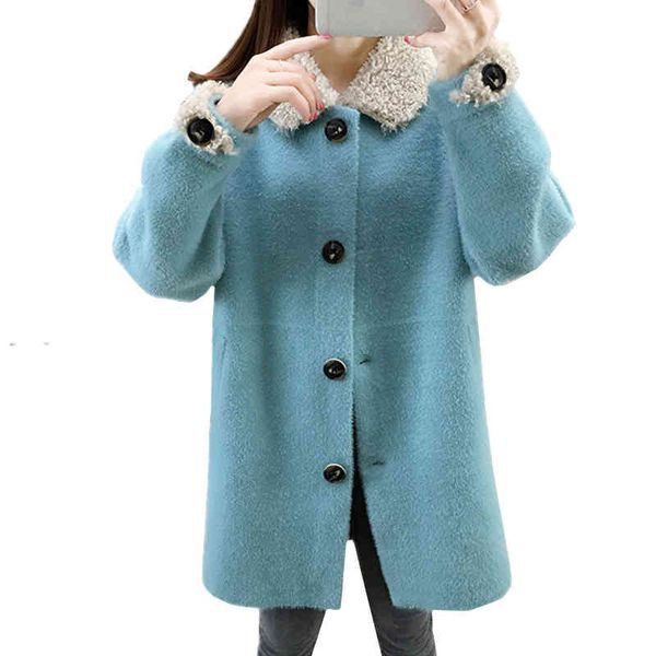 women's wool & blends autumn imitation mink velvet solid turn-collar women coats korean elegant long sleeve knitting outerwear loo, Black
women's wool & blends autumn imitation mink velvet solid turn-collar women coats korean elegant long sleeve knitting outerwear loo, Black