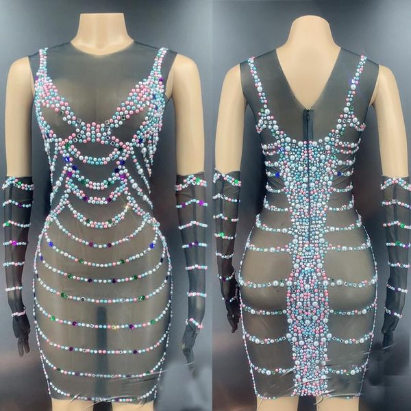 stage wear black translucent dress mesh pearl elastic short rhinestone gloves dance costume rave clothes xs2606, Black;red
stage wear black translucent dress mesh pearl elastic short rhinestone gloves dance costume rave clothes xs2606, Black;red