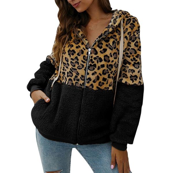 women's clothing fashion coat leopard print fleece long sleeves cardigan zipper women winter jacket jackets, Black;brown
women's clothing fashion coat leopard print fleece long sleeves cardigan zipper women winter jacket jackets, Black;brown