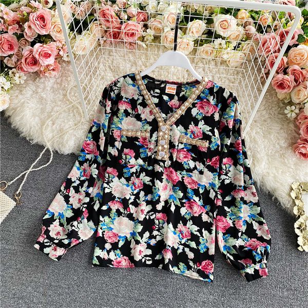 elegant v-neck puff sleeve floral chiffon long shirt women's spring summer printed loose shirt and blouse womens 210420, White
elegant v-neck puff sleeve floral chiffon long shirt women's spring summer printed loose shirt and blouse womens 210420, White