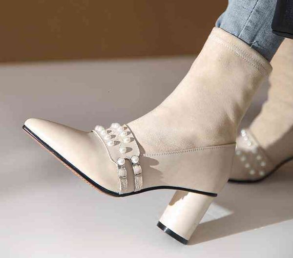 box women with cowskin vintage stretch ankle boots suede pearl fastener pointed toes chunky heel designer fashion luxury lady martin, Black
box women with cowskin vintage stretch ankle boots suede pearl fastener pointed toes chunky heel designer fashion luxury lady martin, Black