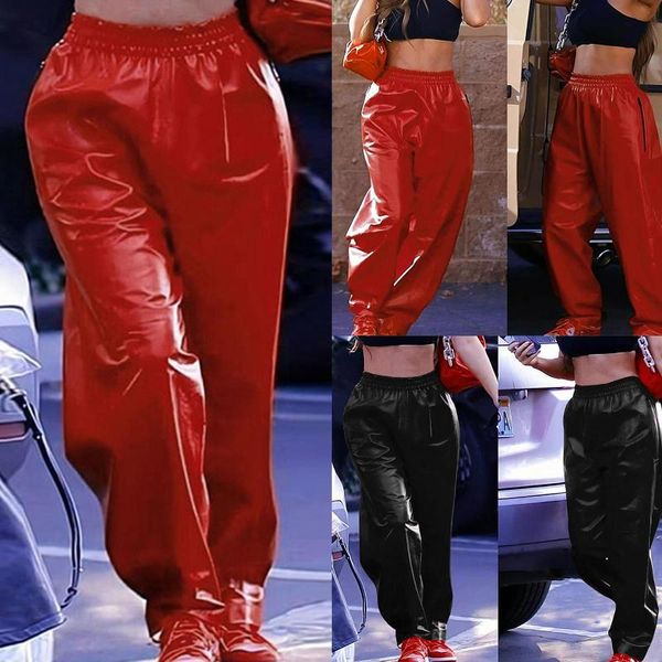 women autumn winter faux leather loose pockets solid color pants club trousers women's & capris, Black;white
women autumn winter faux leather loose pockets solid color pants club trousers women's & capris, Black;white