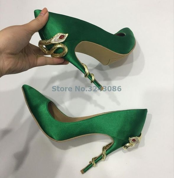 dress shoes pointed toe silk thin high heel pumps gold metal snake satin stiletto jewelry banquet ladies, Black
dress shoes pointed toe silk thin high heel pumps gold metal snake satin stiletto jewelry banquet ladies, Black