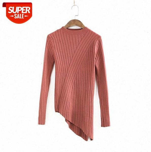 377-0028 slim and thin half-high neck knitted pullover with cross irregular hem women's spring bottoming shirt #pf60, Black
377-0028 slim and thin half-high neck knitted pullover with cross irregular hem women's spring bottoming shirt #pf60, Black