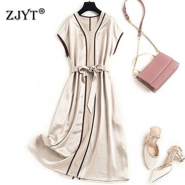 summer designers short sleeve women solid acetate loose dress elegant casual knee length party office robe femme 210601, Black;gray
summer designers short sleeve women solid acetate loose dress elegant casual knee length party office robe femme 210601, Black;gray