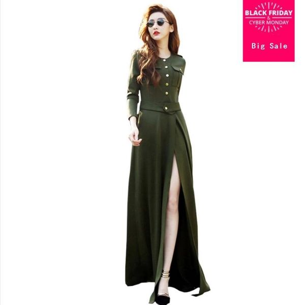 casual dresses 2021 autumn winter fashion split vintage long dress female high waist slim was thin o-neck button women l1111, Black;gray
casual dresses 2021 autumn winter fashion split vintage long dress female high waist slim was thin o-neck button women l1111, Black;gray