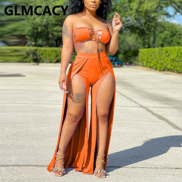 two piece summer beachwear suits tube bra & slit loose pants set 210702, White
two piece summer beachwear suits tube bra & slit loose pants set 210702, White