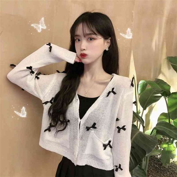 summer autumn women's thin cardigan cyber celebrity bow sunscreen female white loose long-sleeved knit gd372 210506
summer autumn women's thin cardigan cyber celebrity bow sunscreen female white loose long-sleeved knit gd372 210506