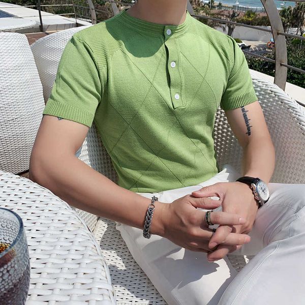 summer t shirt men stand-up collar knitted t-shirt streetwear socially casual tees breathable ice silk mens t shirts 210527, White;black
summer t shirt men stand-up collar knitted t-shirt streetwear socially casual tees breathable ice silk mens t shirts 210527, White;black