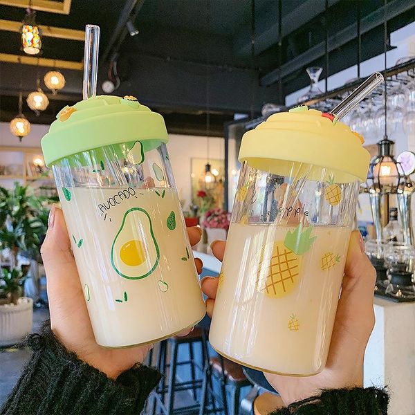 korean style fruit glass water bottle with straw lid fresh sweet milk juice cup breakfast home office cups wine glasses
korean style fruit glass water bottle with straw lid fresh sweet milk juice cup breakfast home office cups wine glasses