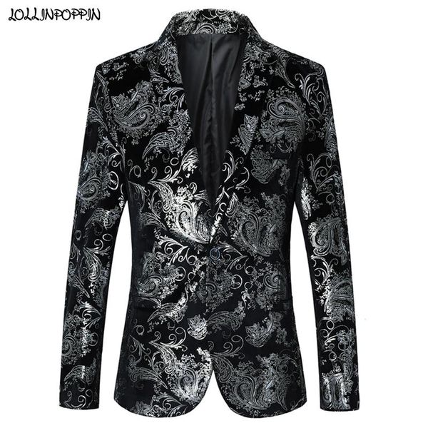 men's suits & blazers silver / gold print mens floral suit jacket notched lapel 2021 single button men back vent coat stage costume, White;black
men's suits & blazers silver / gold print mens floral suit jacket notched lapel 2021 single button men back vent coat stage costume, White;black
