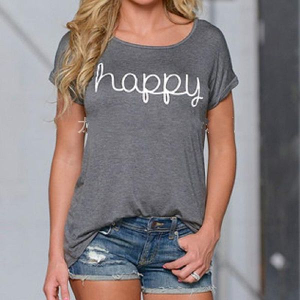 women's t-shirt 1pc fashion style for female casual t shirt tees women summer happy letter print xxl, White
women's t-shirt 1pc fashion style for female casual t shirt tees women summer happy letter print xxl, White