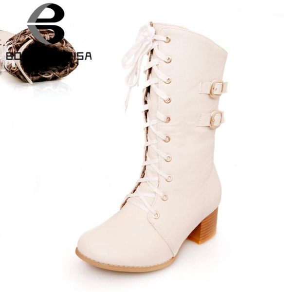 boots bonjomarisa female fashion lace up buckle mid calf square heel round toe women fall shoes woman1, Black
boots bonjomarisa female fashion lace up buckle mid calf square heel round toe women fall shoes woman1, Black