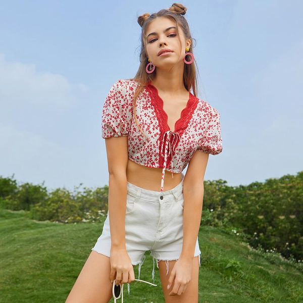women's t-shirt summer 2021 super-short floral print crop female draw string short sleeve t-shirts casual lacework folds bandage teeshi, White
women's t-shirt summer 2021 super-short floral print crop female draw string short sleeve t-shirts casual lacework folds bandage teeshi, White