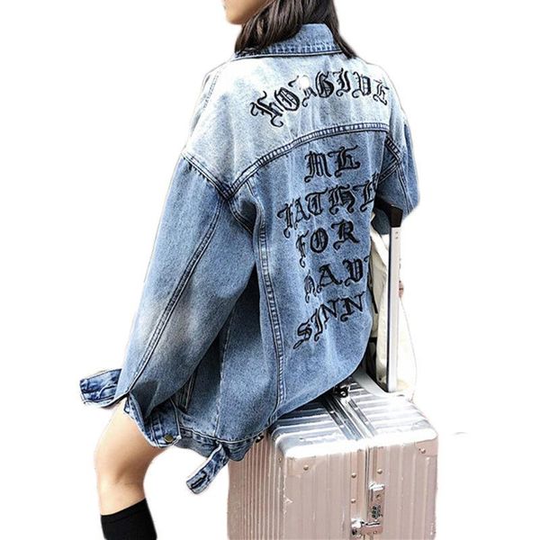 women's jackets letter embroidery denim jacket women vintage coat spring long harajuku jeans casual sleeve female streetwear f192, Black;brown
women's jackets letter embroidery denim jacket women vintage coat spring long harajuku jeans casual sleeve female streetwear f192, Black;brown