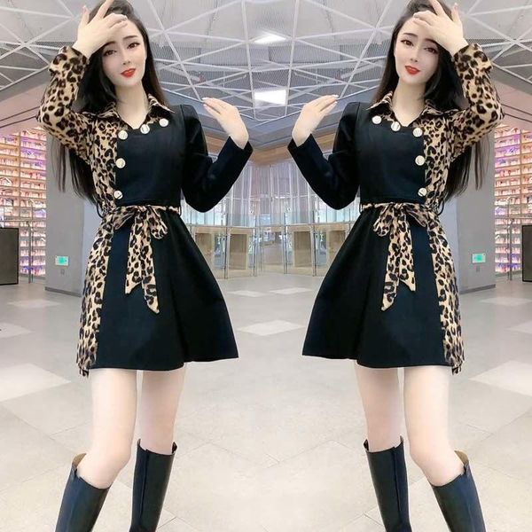 casual dresses shirt dress women belt striped leopard patchwork mini robe full sleeve black spring fall lapel single breast clothing, Black;gray
casual dresses shirt dress women belt striped leopard patchwork mini robe full sleeve black spring fall lapel single breast clothing, Black;gray