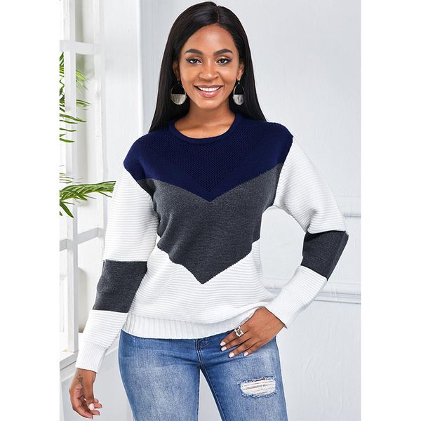 2021 european and new style wish women's fall/winter sweater casual color matching long-sleeved sweater, White;black
2021 european and new style wish women's fall/winter sweater casual color matching long-sleeved sweater, White;black