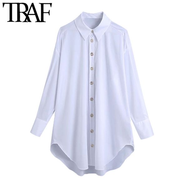 women fashion with buttons oversized blouses vintage lapel collar long cuffed sleeve female shirts chic 210507, White
women fashion with buttons oversized blouses vintage lapel collar long cuffed sleeve female shirts chic 210507, White