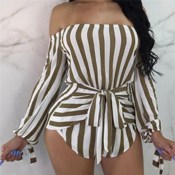 women's jumpsuits & rompers est 2021 fashion women spring summer casual long sleeve stripe off shoulder bandage jumpsuit #2021.4.12, Black;white
women's jumpsuits & rompers est 2021 fashion women spring summer casual long sleeve stripe off shoulder bandage jumpsuit #2021.4.12, Black;white
