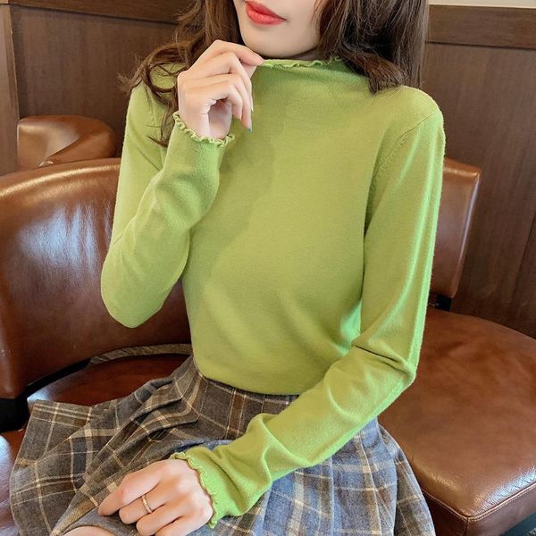 women's t-shirt fashion spring and autumn basic bottoming shirt simple half high collar long-sleeved, White
women's t-shirt fashion spring and autumn basic bottoming shirt simple half high collar long-sleeved, White