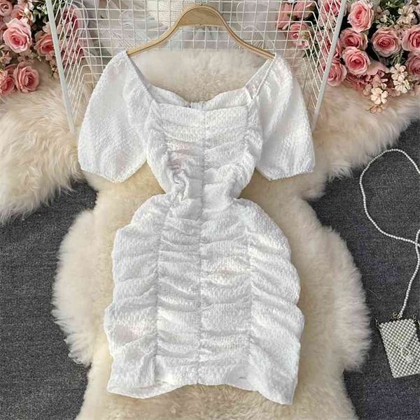 korean fashion women dress white black square collar puff short sleeve slim waist ruched bodycon mini summer chic 210603, Black;gray
korean fashion women dress white black square collar puff short sleeve slim waist ruched bodycon mini summer chic 210603, Black;gray
