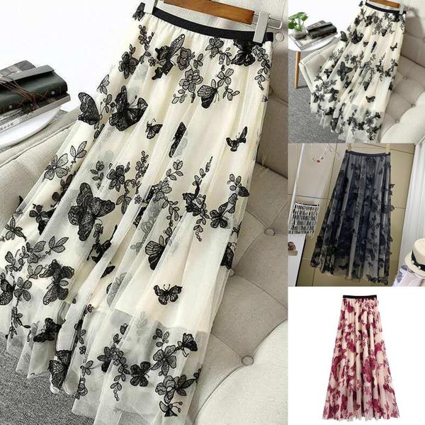 women skirt spring summer butterfly printing casual elastic high waist long mesh floral pleate skirts, Black
women skirt spring summer butterfly printing casual elastic high waist long mesh floral pleate skirts, Black