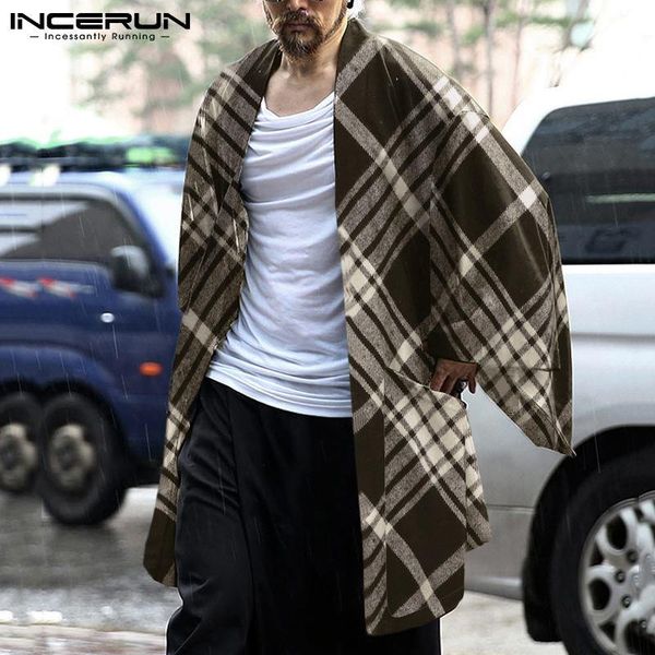 men's trench coats men plaid open stitch long sleeve streetwear cardigan retro kimono 2021 pockets casual outerwear s-5xl incerun, Tan;black
men's trench coats men plaid open stitch long sleeve streetwear cardigan retro kimono 2021 pockets casual outerwear s-5xl incerun, Tan;black