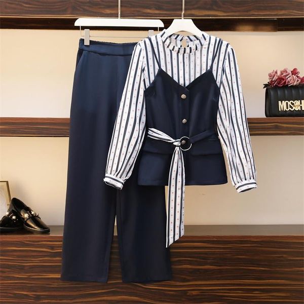 women's two piece pants plus size women autumn set office ladies elegant striped patchwork long sleeve and elastic waist pant 4xl, White
women's two piece pants plus size women autumn set office ladies elegant striped patchwork long sleeve and elastic waist pant 4xl, White