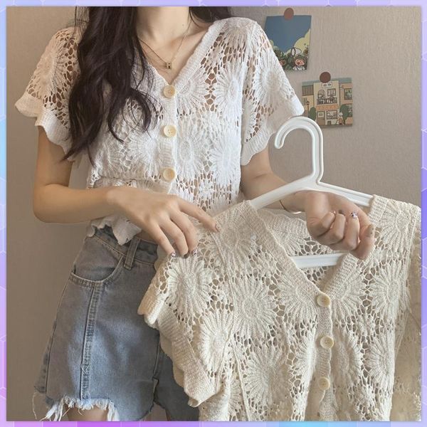 women's knits & tees v-neck short knitted sweaters women thin cardigan floral lace sleeve crop hollow korean style summer ropa muje, White
women's knits & tees v-neck short knitted sweaters women thin cardigan floral lace sleeve crop hollow korean style summer ropa muje, White