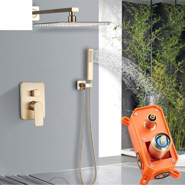 brushed gold bathroom shower set rainfall head single handle faucet wall mounted bath mixer water sets
brushed gold bathroom shower set rainfall head single handle faucet wall mounted bath mixer water sets
