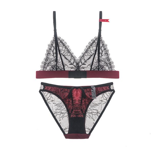 bra set lace ultra thin color matching suit women's underwear 5022, Red;black
bra set lace ultra thin color matching suit women's underwear 5022, Red;black