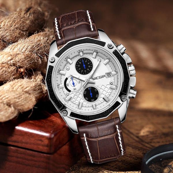 wristwatches megir men's multifunctional quartz watch fashion leather strap luminous waterproof chronograph luxury 2021g, Slivery;brown
wristwatches megir men's multifunctional quartz watch fashion leather strap luminous waterproof chronograph luxury 2021g, Slivery;brown