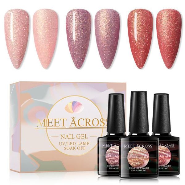 across 3 pcs glitter uv gel nail polish set shiny soak off varnish colorful diy gellak1, Red;pink
across 3 pcs glitter uv gel nail polish set shiny soak off varnish colorful diy gellak1, Red;pink
