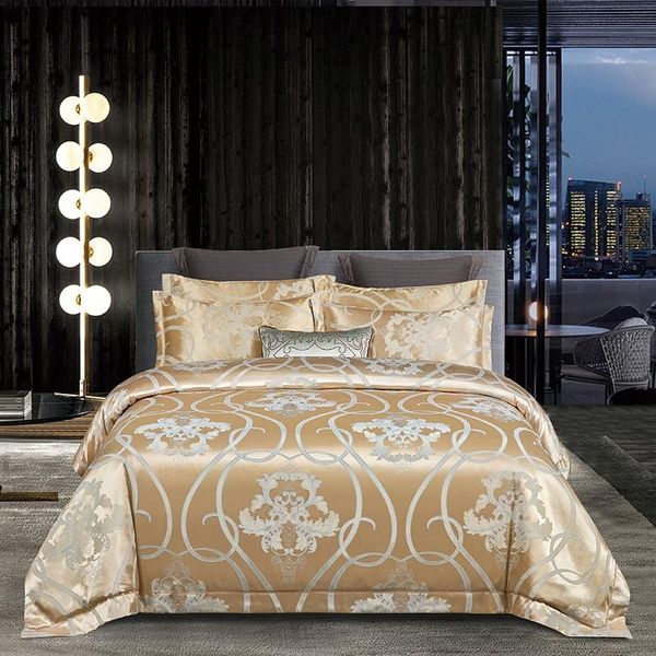 bedding sets 2021 luxury beige gold jacquard satin bedclothes 4pcs silk/cotton duvet cover bed sheet linen pillowcases
bedding sets 2021 luxury beige gold jacquard satin bedclothes 4pcs silk/cotton duvet cover bed sheet linen pillowcases