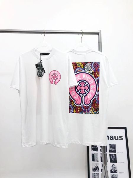 straight chrome/hearts heart crosing pink horseshoe back painted loose short sleeve t-shirt, White;black
straight chrome/hearts heart crosing pink horseshoe back painted loose short sleeve t-shirt, White;black