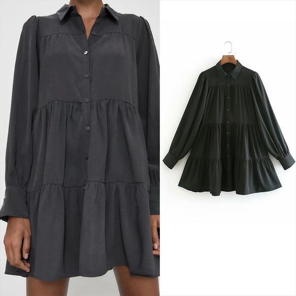 za streetwear button ruffles loose women dress shirt long sleeve autumn oversized england style vestidos mujer, Black;gray
za streetwear button ruffles loose women dress shirt long sleeve autumn oversized england style vestidos mujer, Black;gray