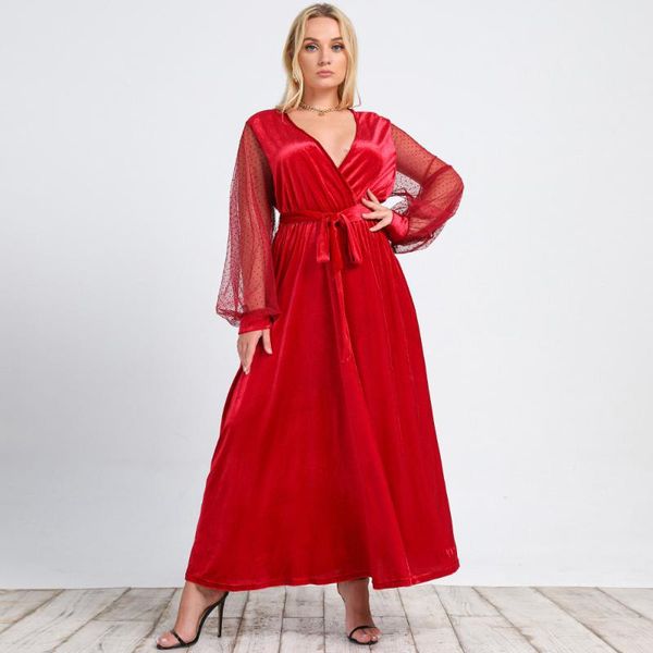 plus size dresses elegant fashion women evening party dress mesh long sleeve v-neck slim waist maxi vestido big red 4xl, Black
plus size dresses elegant fashion women evening party dress mesh long sleeve v-neck slim waist maxi vestido big red 4xl, Black